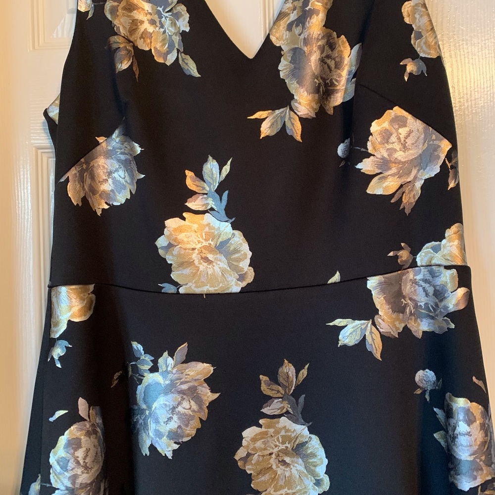 Black dress with gold and silver flowers